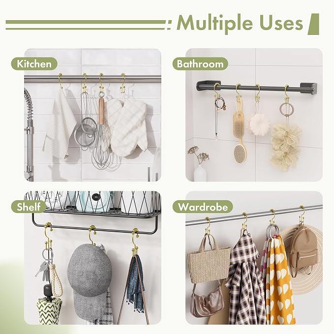 Amazer Gold Shower Curtain Hooks, Shower Rings - Image 7