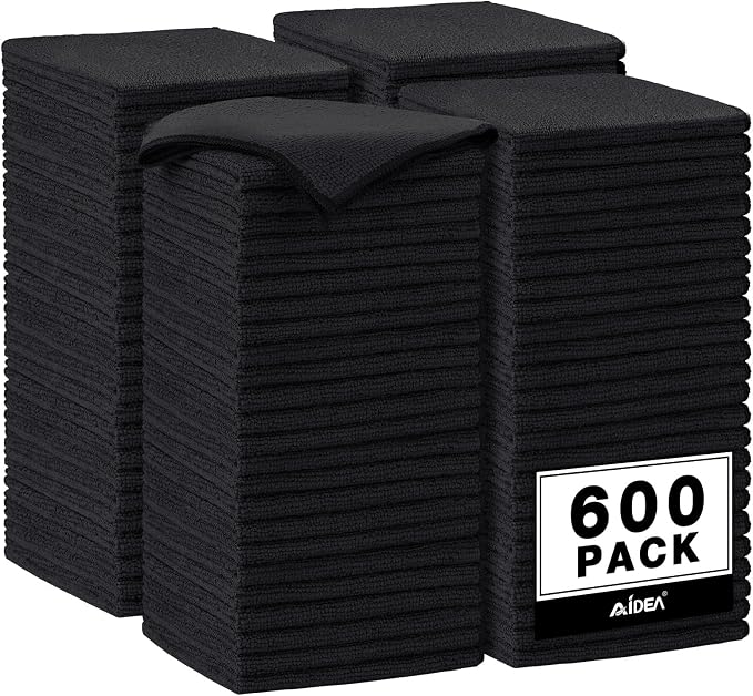 AIDEA Microfiber Cleaning Cloth Black, Microfiber Towels, 12×12" | Shop Towels by AIDEAHOME