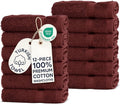 Chakir Turkish Linens 100% Cotton 12-Pack Washcloths 13x13, Cranberry | Premium by ChakirTurkishLinens