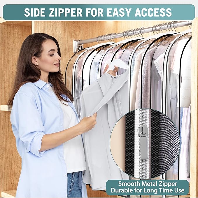 Liuoud Clear Garment Bags for Hanging Clothes 10” Gusseted, 6 Pack, 40”&50” | - Image 3