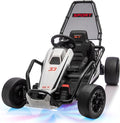 24V 8.5 MPH Electric Go Kart for Kids, 400W Powerful Drift Kart w/Front EVA Wheel & Metal Frame, Ride on Toy w/Music & Lights, Suspension, 2 Speed, 5 Point Harness, Crazy Cart for Ages 6+, Black