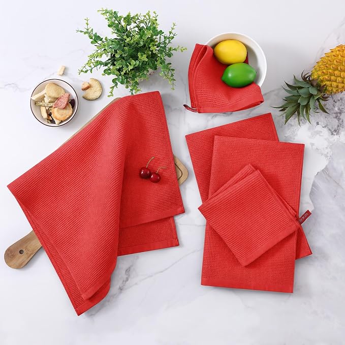 Homaxy 100% Cotton Waffle Weave Kitchen Towels, 4 Pack - Image 2