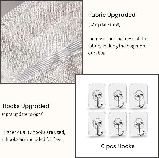 Kanrichu 2pcs Large Wall Hanging Organizer Bag, Linen Fabric Door Hanging - Image 4