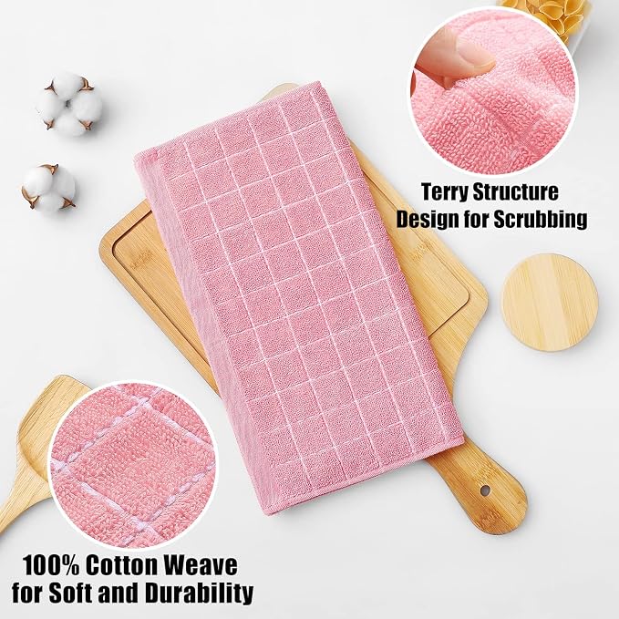 Homaxy 100% Cotton Terry Kitchen Dish Cloths, 24 Pack - Image 2