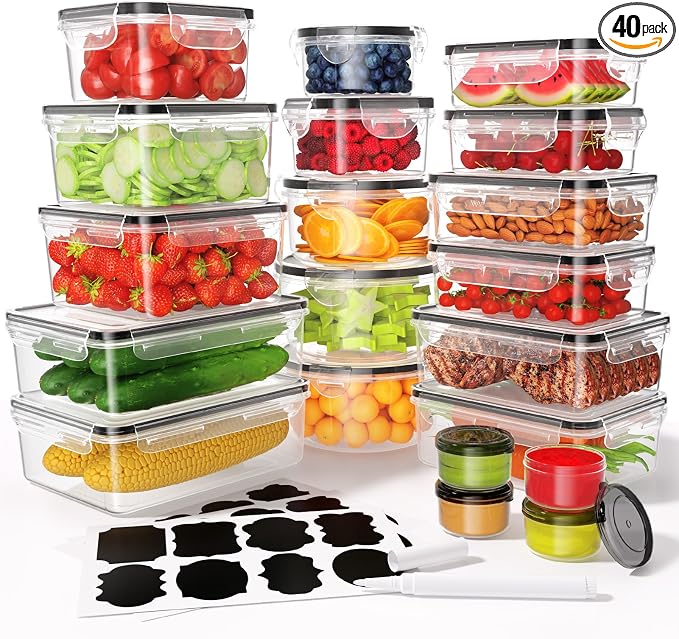 KEMETHY Large 40 Piece Food Storage Containers by KEMETHYFocusesonCreatingEfficientStorageProductswithQualityMaterials