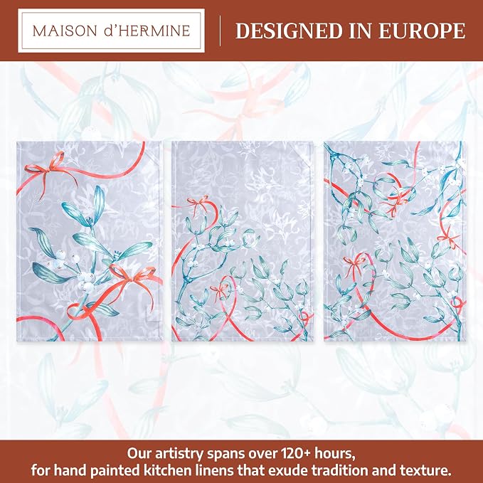 Maison d' Hermine Kitchen Towels Set of 3 Reusable 100% Cotton 27.50" x 20" - Image 2