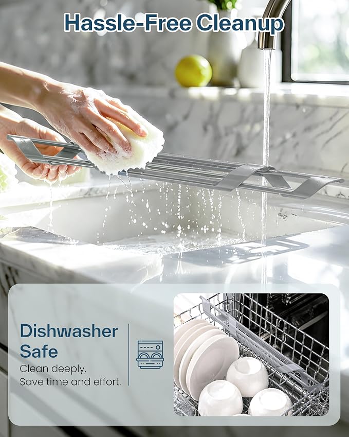 Ohuhu Triangle Roll Up Dish Drying Rack, Silicone Wrapped Steel Anti-Slip Sink - Image 9