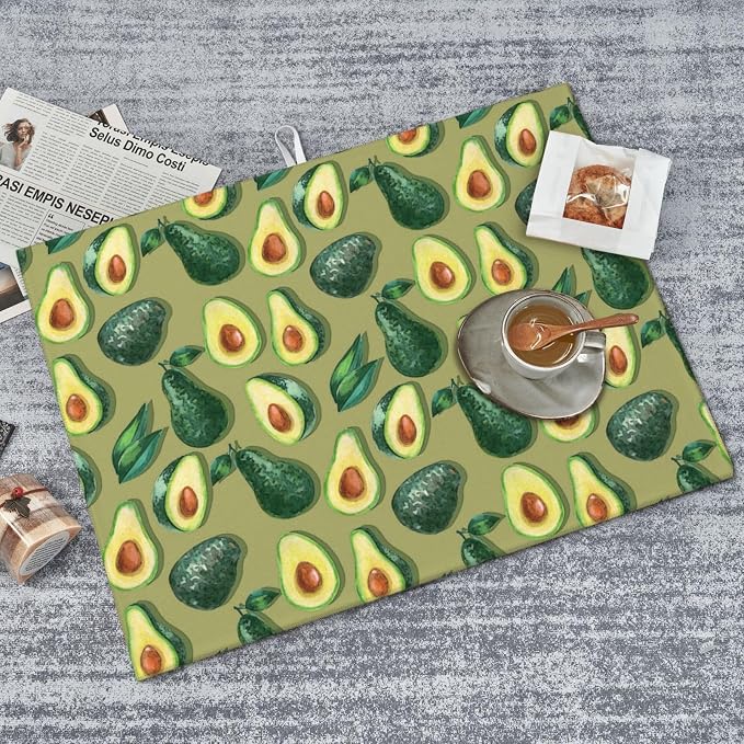 Green Avocado Dish Drying Mat For Kitchen Counter, Super Absorbent Microfiber - Image 8
