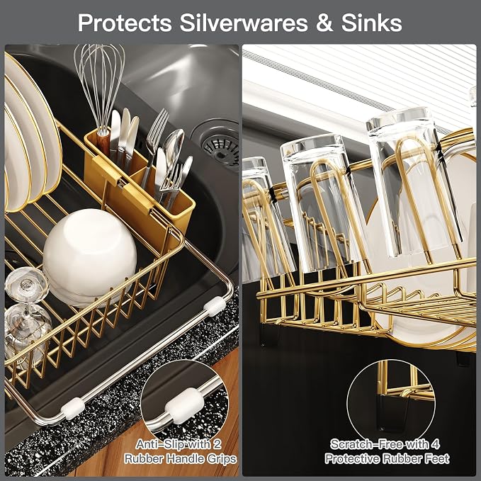 Gold Dish Drying Rack Over The Sink - Image 5