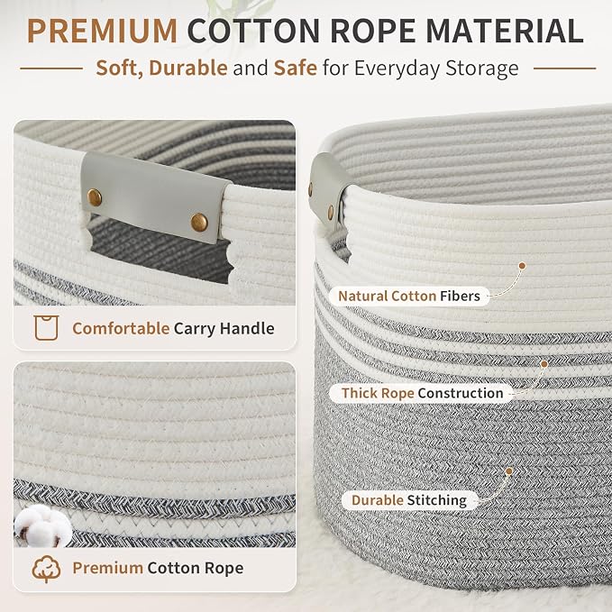 Laundry Hamper with Handles, 72L Rope Laundry Basket - Image 3