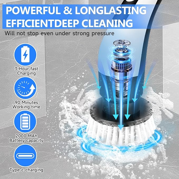 PUNOMO Electric Spin Scrubber for Bathroom & Shower, Power Cleaning Brush - Image 7