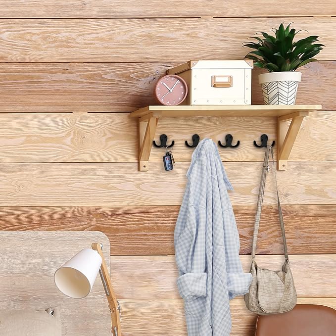 IBosins 20 Pack Black Double Prong Coat Hooks Wall Mounted - Image 7