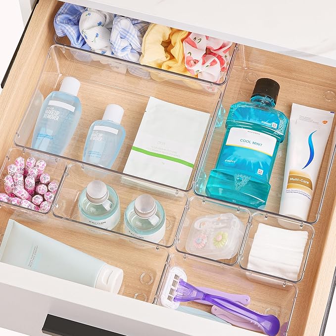 Vtopmart 66 PCS Clear Plastic Drawer Organizers Set, Vanity Organizer Trays | - Image 5