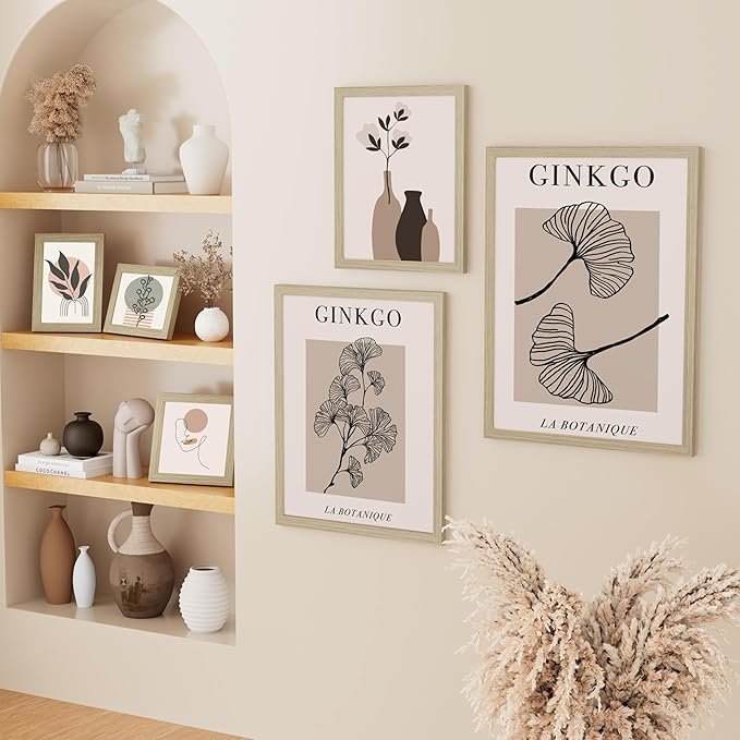 Vittanly 8.5x11 Picture Frame, Solid Wood Frame with Plexiglass, Includes 6x8 Mat, Wall Hanging or Tabletop for Photos, Home Decor, Light OAK, 1 Pack