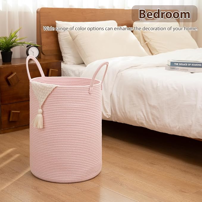 OIAHOMY 100L Nursery Hamper Laundry Basket Laundry Hamper Pink - Image 5