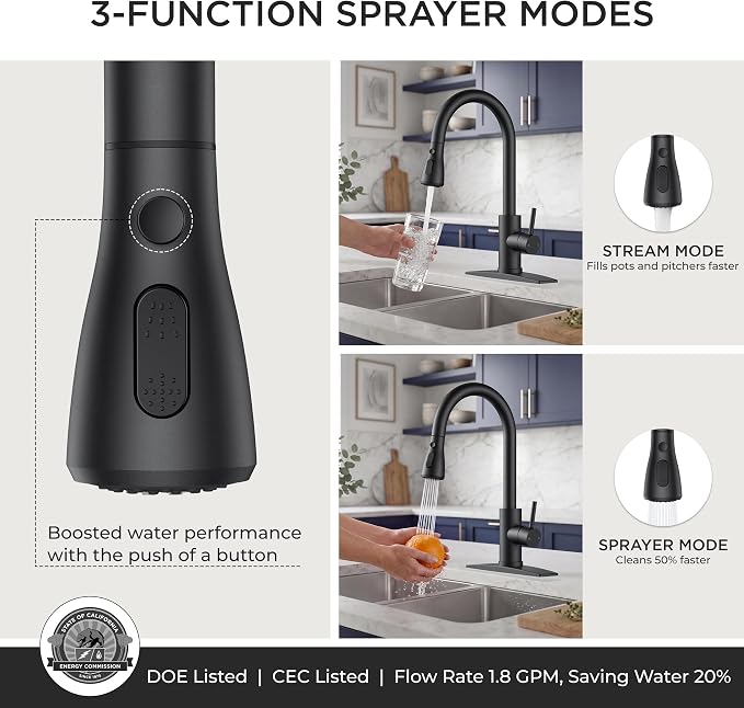 FORIOUS Black Touch Kitchen Faucet - Image 6