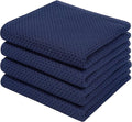 Homaxy 100% Cotton Waffle Weave Kitchen Dish Towels 4-Pack, Dark Navy | 13 x 28 by Homaxy