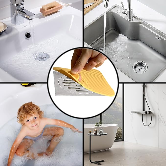 2 Pcs Yellow Shower Drain Cover Tub Stopper | Sewer Anti-Odor Mat Deodorizing - Image 7