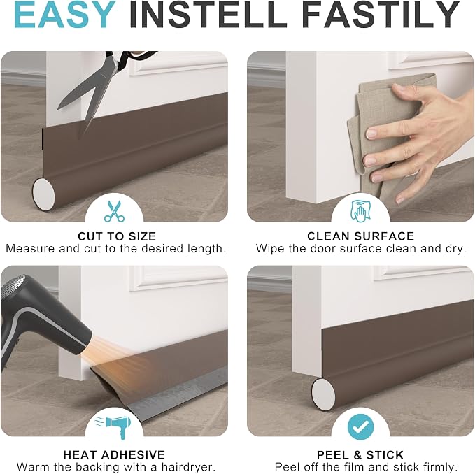 Door Draft Stopper Bottom One Sided Door Draft Blockers，37" Cutable Under Door - Image 9