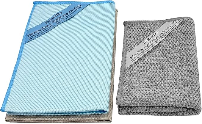 3-Pack Microfiber Glass Cleaning Cloths by Exprosiflux