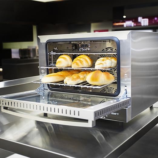 Atosa CookRite CTCO-25 Countertop Electric Convection Oven for Hotel Diner Baking | 15"H x 18 3/4"W x 19 3/4"D | Stainless Steel, Manual Control, 120V, 1440W | (Includes: Water Line Connection Kit)