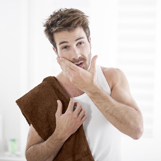 Utopia Towels Salon Towels, 16x27 in, 100% Cotton, Dark Brown | Highly - Image 3