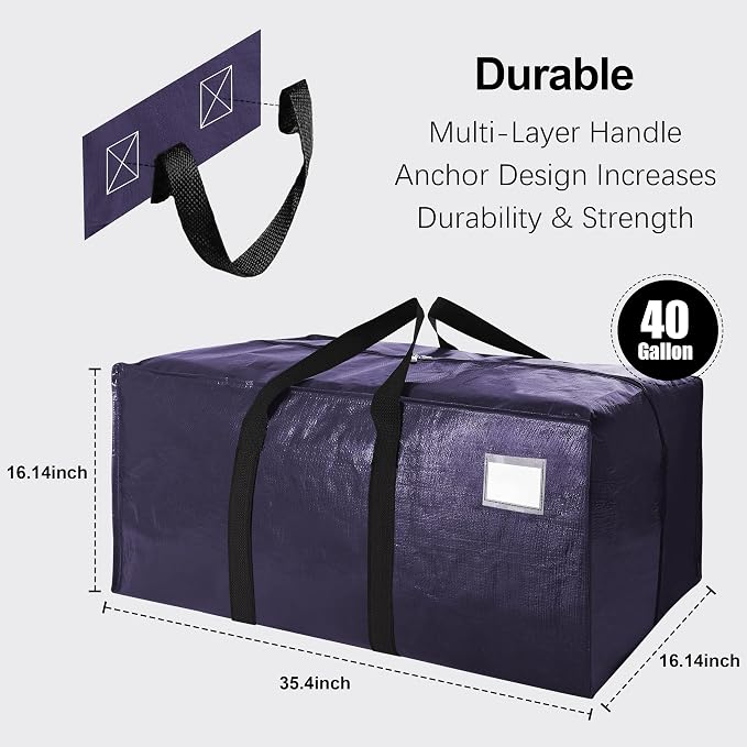 6 Pack Heavy Duty Extra Large Moving Bags W/Backpack Straps - Image 2
