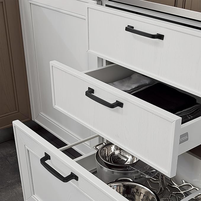 khtumeware 10 Pack 5 Inch Cabinet Handles - Matte Black Pulls and Drawer Hardware for Cabinets