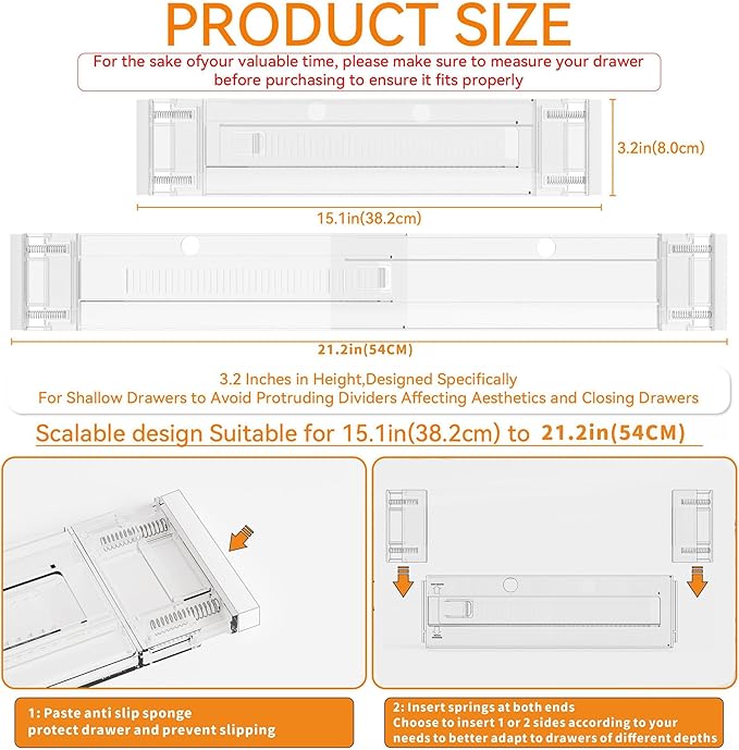 4 Pack 3.2 Inch Shallow Acrylic Drawer Dividers - Image 3