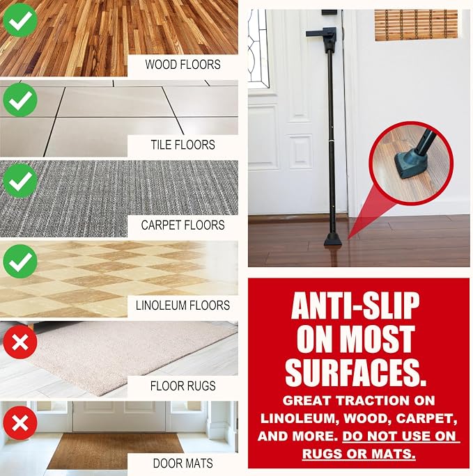 SECURITYMAN 3-in-1 Door Security Bar, Security Door Stoppers & Door Barricade – - Image 6