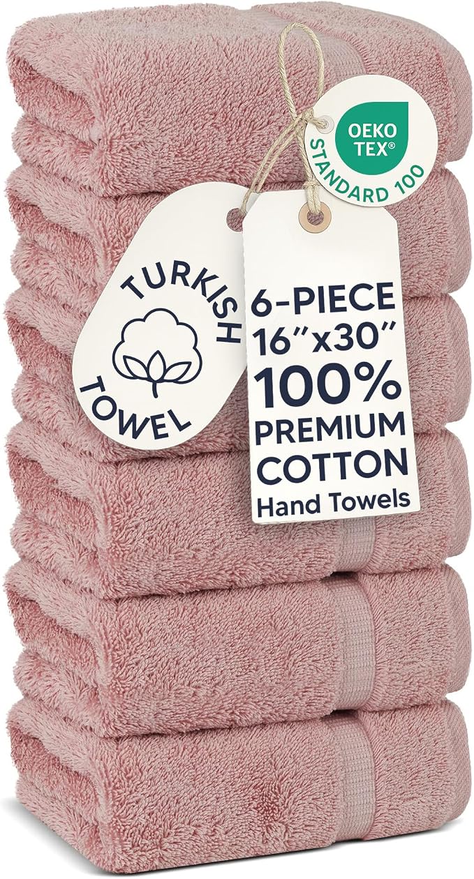 Chakir Turkish Linens 100% Cotton 6-Pack Hand Towels 16x30, Oeko-Tex Certified by ChakirTurkishLinens