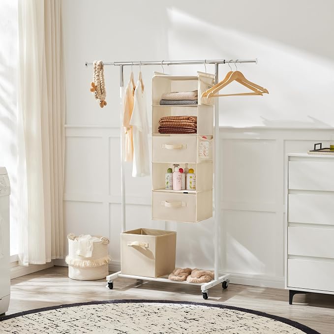 MAX Houser 5 Tier Shelf Hanging Closet Organizer, Cloth Hanging Shelf - Image 6