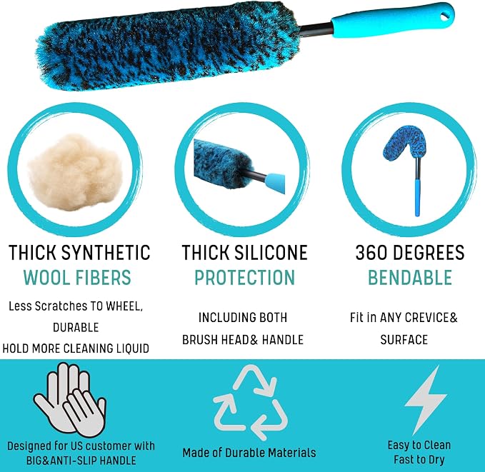 PRO Choice 4 Pack Long Handle Wheel Brush Kit - Image 7