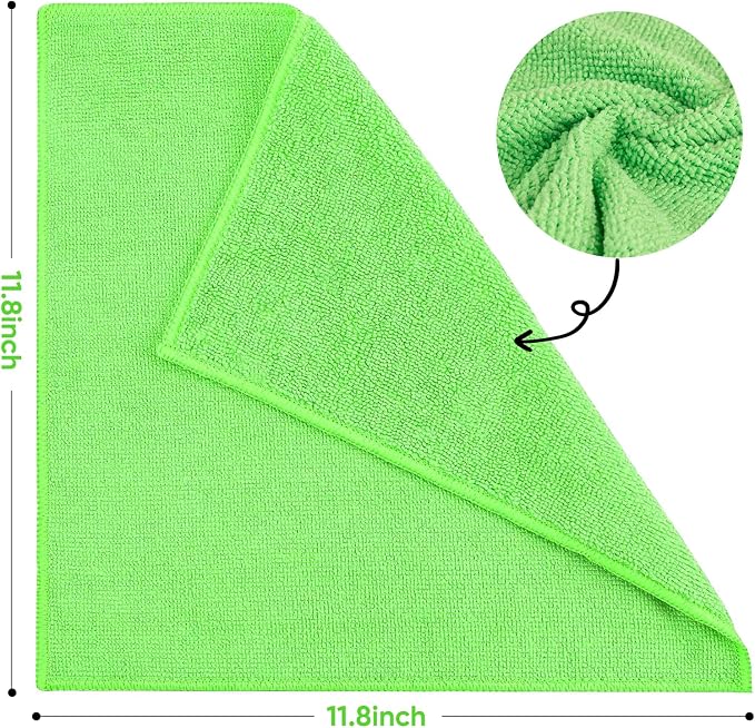 TEAWOO 10 PCS Green Microfiber Cleaning Cloths, Car Towels, Kitchen Towels - Image 2