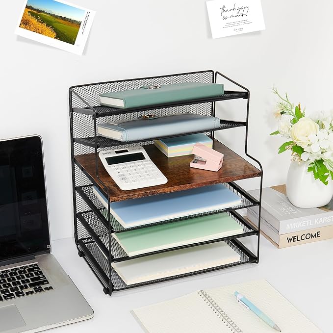 OPNICE Desk Organizer, 6-Tier Paper Organizer Letter Tray, Office Desk - Image 2