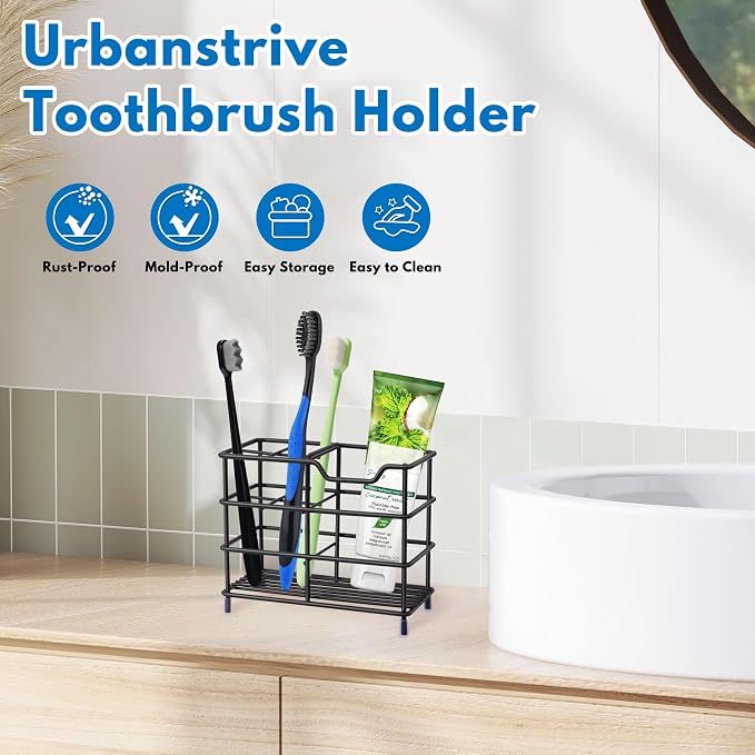 Toothbrush Holders for Bathrooms 304 Stainless Steel Quick Drying Black | - Image 8