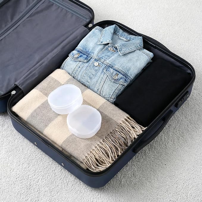 Qianyu 4 Pcs Plastic Cosmetic Cotton Pads Container, Portable Round Holder - Image 3