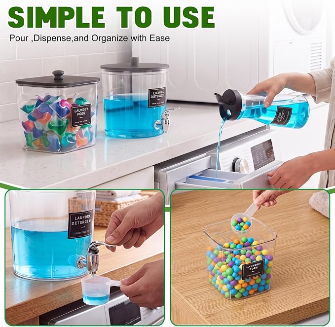 7 Pcs Laundry Detergent Dispenser Set, Laundry Room Storage - Image 6