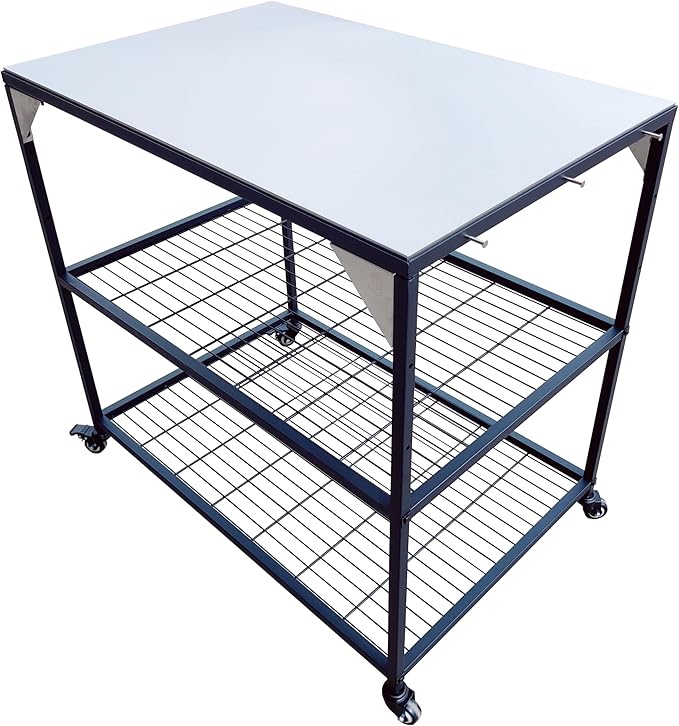 All-in-One Outdoor Pizza Oven & Grill Cart - Rolling Prep Table for Blackstone Griddles, Ninja Woodfire Grills, and More