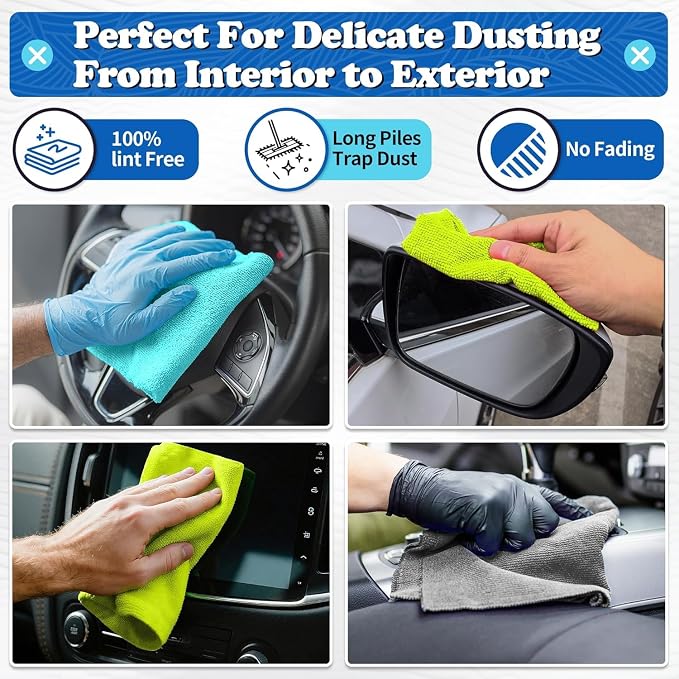 FIXSMITH Microfiber Cleaning Cloth, Shop Towels Bulk, 24 Pack Microfiber Towels - Image 3
