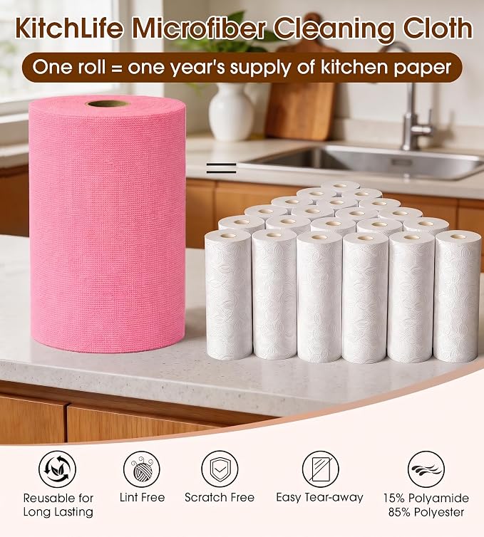 KitchLife Microfiber Cleaning Cloth Roll, 100 Pack - Image 3