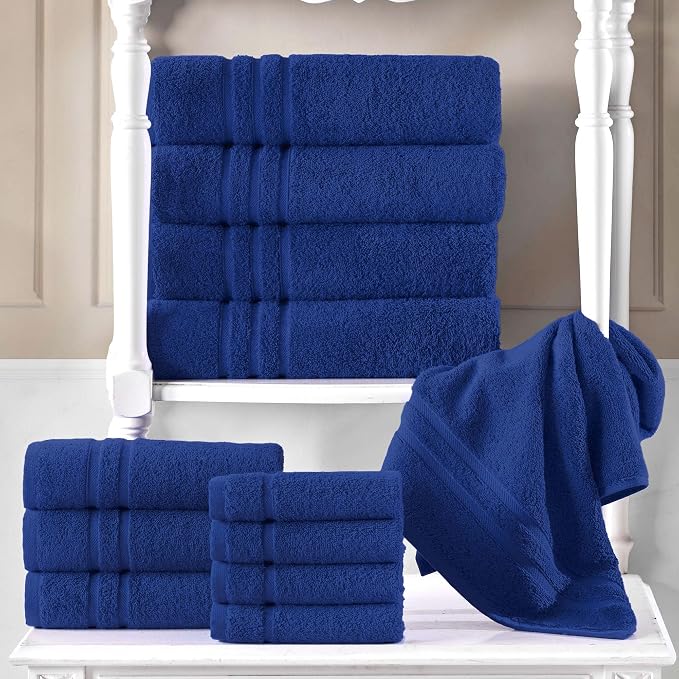Hawmam Linen Royal Blue Bath Towels 4 Pack Soft and Absorbent - Image 5