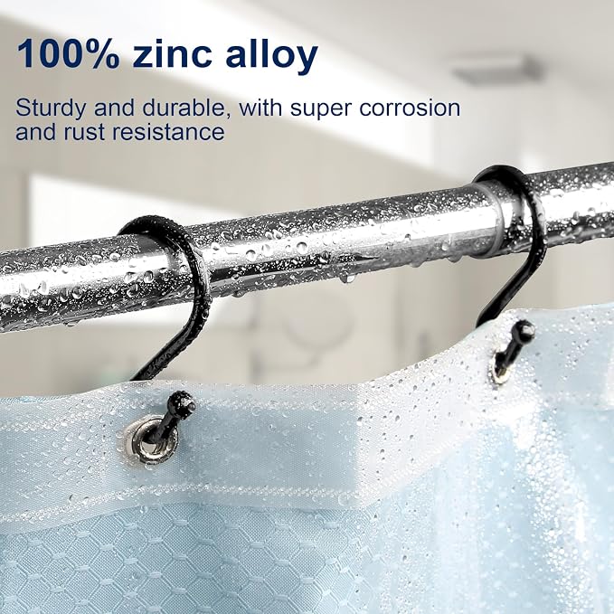 Metal Shower Curtain Hooks, Rust Proof Shower Curtain Hooks Rings, Durable S - Image 2