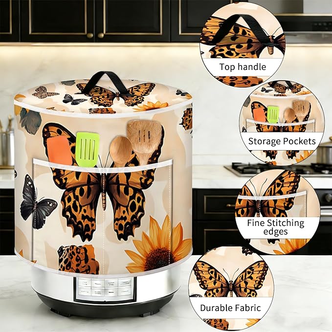 Air Fryer Dust Cover with Top Handle and Storage Bag, Compatible with Rice Cookers, Pressure Cookers, Slow Cookers and Air Fryers, Available in 3-Quart, 6-Quart and 8-Quart Sizes.