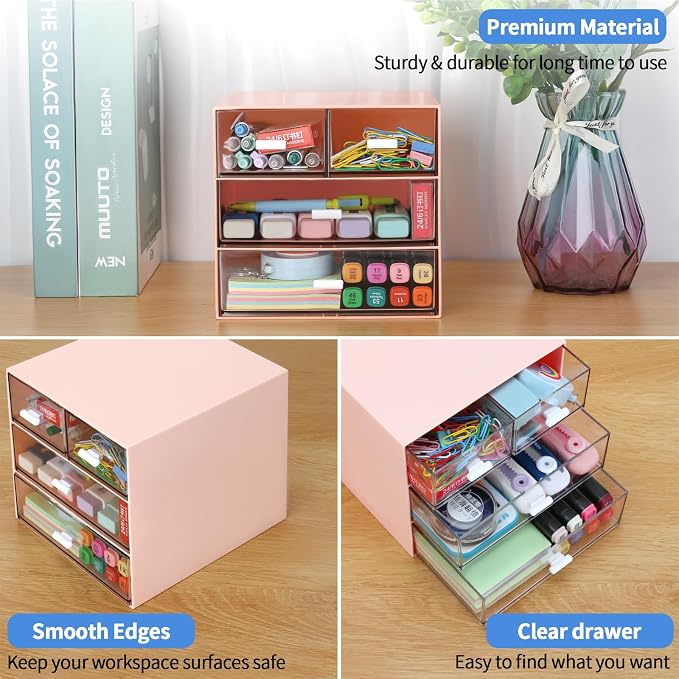 LETURE Desk Organizer with 4 Drawers, Desktop Organization - Image 7