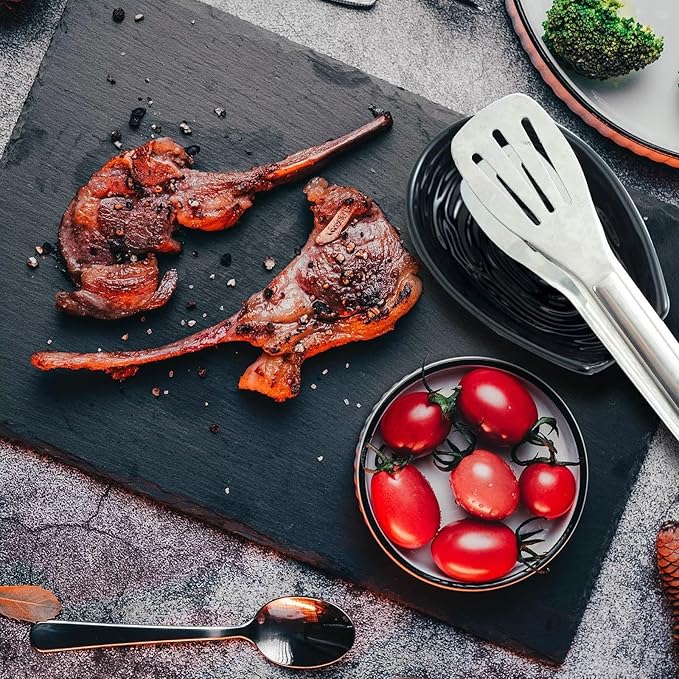 Hasense Spoon Rest for Stove Top, Spoon Holder for Kitchen Counter, Ceramic Cooking Spoon Holder for Ladle Spatula Tong and Spoon, Kitchen Utensil Rest for Home Coffee Bar Farmhouse Decor, Black