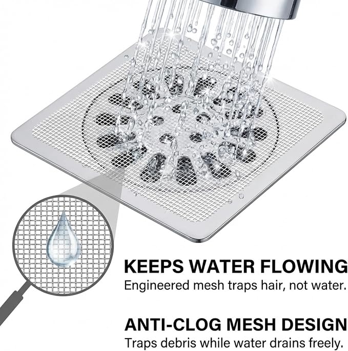 100 Pack Square Disposable Shower Drain Hair Catcher Stickers | Waterproof - Image 8