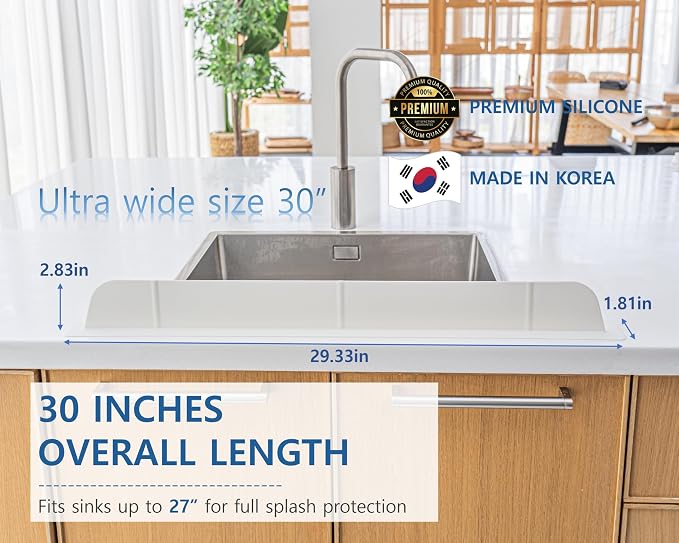 30 inch Premium Kitchen Sink Silicone Water Splash Guard Size Upgrade 30" and - Image 2