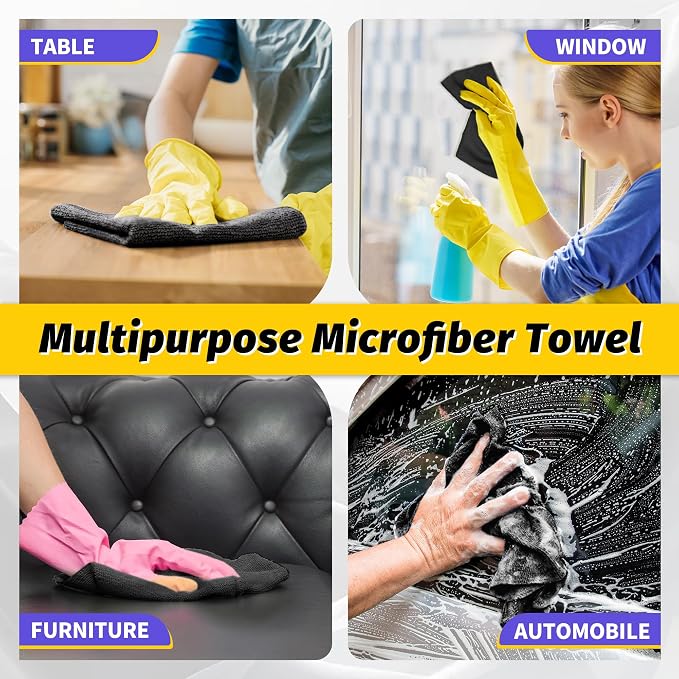 Microfiber Cleaning Cloth, 150 Pack Black Cleaning Rags Microfiber Towel Bulk - Image 7