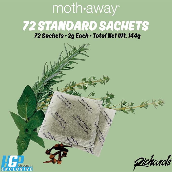 Richards Homewares Moth Away Sachets – 72-Pack Value Pack, Natural Herbal Moth - Image 6